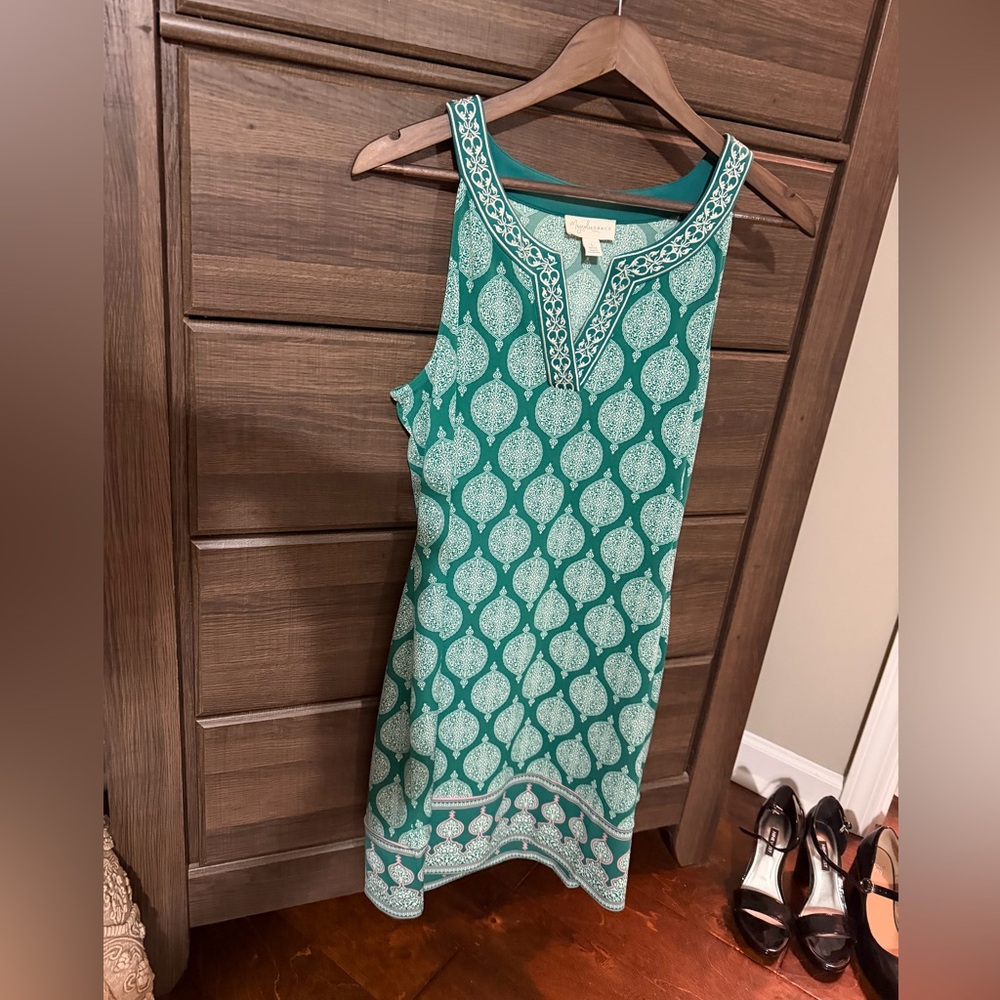 Chic Teal Patterned Mini Dress
